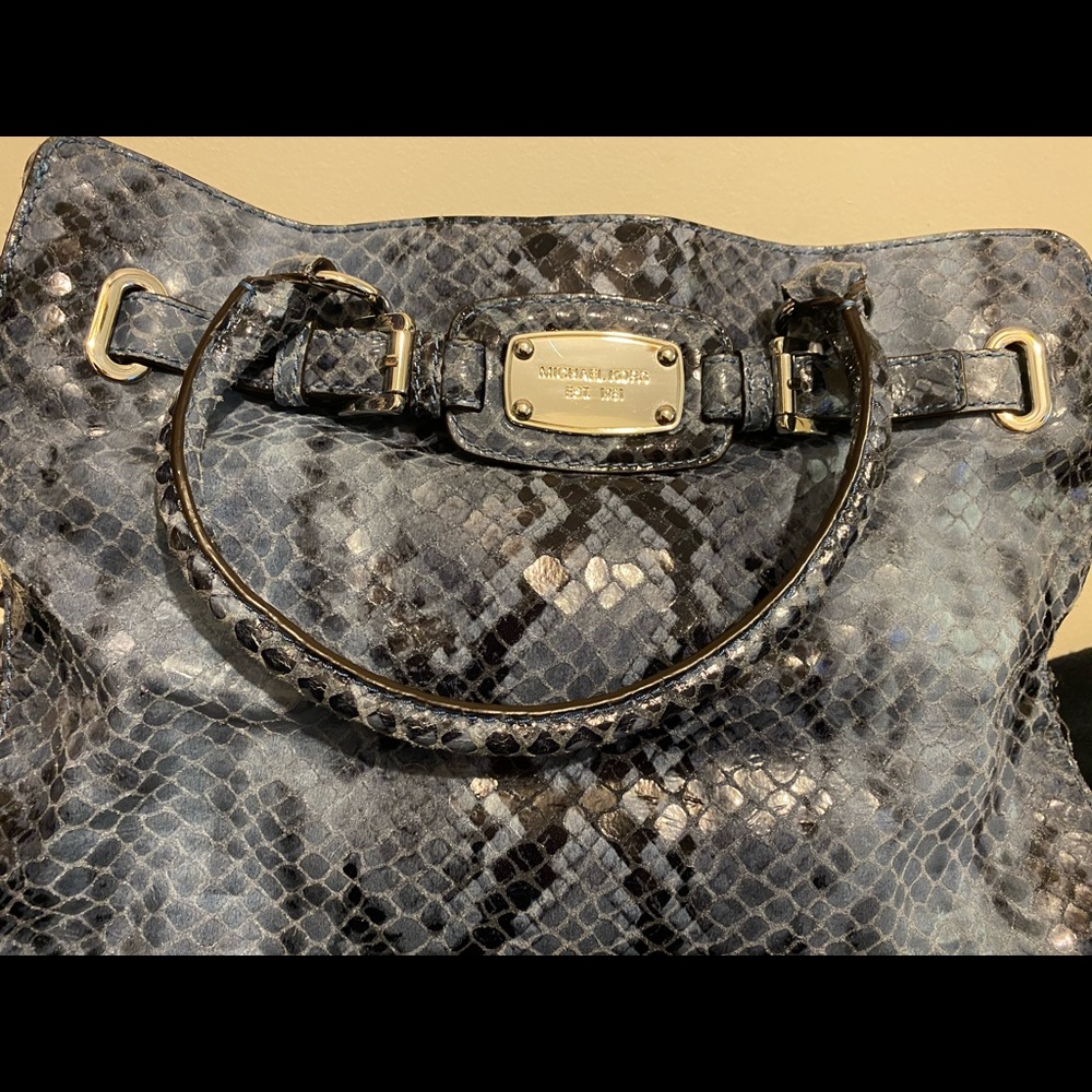 Michael Kors Hamilton Satchel Python Blue